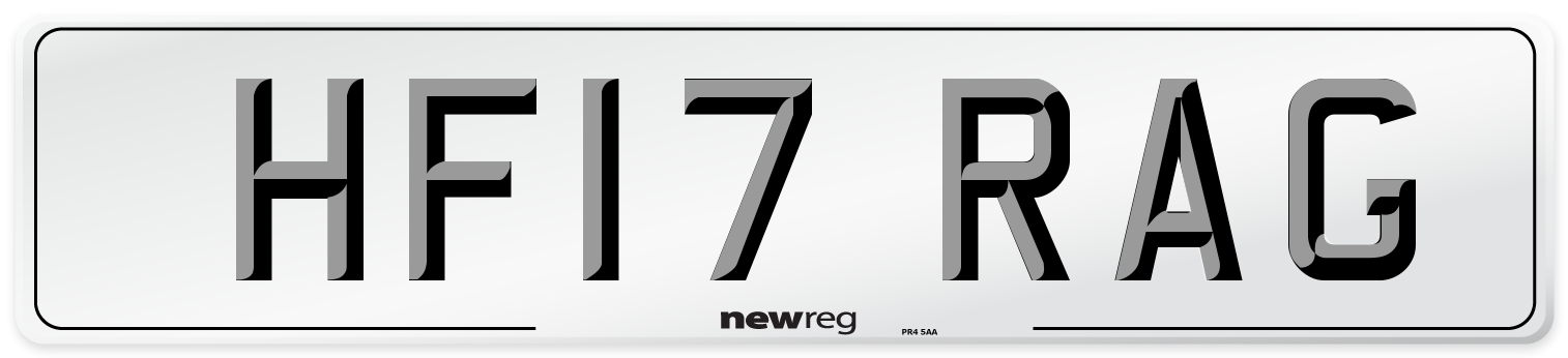 HF17 RAG Number Plate from New Reg